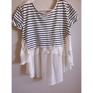 FREE PEOPLE Striped Babydoll Shirt
